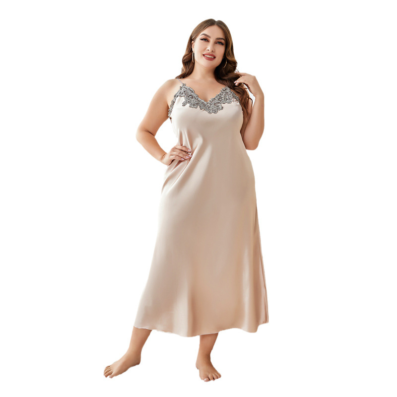 PLUS SIZE Silk Nightgown for Women Plus Size Slip Nightdress Loose Pajama